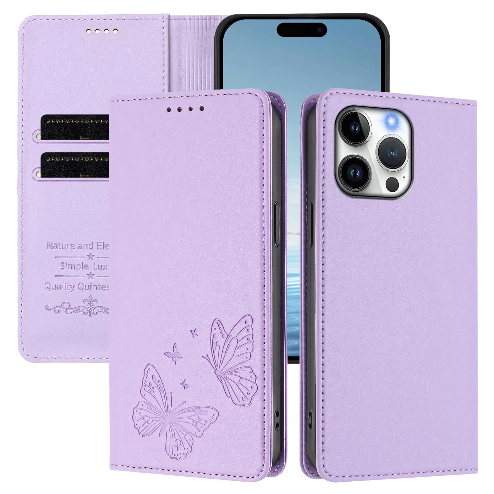 Amazon.com: Butterfly Embossed Leather Wallet Flip Case for Google
